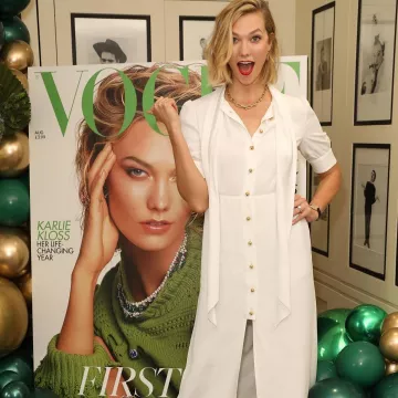 Prada Pussy Bow Satin Midi Dress worn by Karlie Kloss Vogue House London July 17, 2019