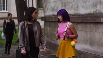 Banana republic Satin Bomber jacket worn by Jax (Priscilla Quintana) in Pandora (Season 01 Episode 01)