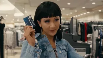 Denim jacket worn by Destiny (Constance Wu) in Hustlers