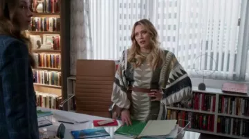 Louis Vuitton Jacquard Knit Dress with Open Sleeves worn by Kelsey Peters (Hilary Duff) in Younger (Season 06 Episode 05)
