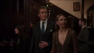 Missoni Plunging Long-Sleeve Metallic Striped Long Dress worn by Liza Miller (Sutton Foster) in Younger (Season 06 Episode 05)