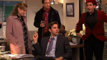 Pink Wool Coat of Pam Beesly (Jenna Fischer) in The Office (Season 07 Episode 10)