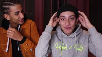 The hoody-grey Project X Paris SparkDise in the YouTube video HE TRIES TO TEACH Me FORTNITE...