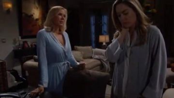 La Perla Airy Blooms Long Dress in Light Blue worn by Brooke Logan (Katherine Kelly Lang) as seen on The Bold and the Beautiful JULY 24, 2019