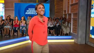 Pinko Ermanno Pants worn by Robin Roberts on Good Morning America JULY 23, 2019