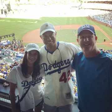 Mitchell et Ness Los Angeles Dodgers Maillot porté par Tiger Woods sur son Instagram account @tigerwoods