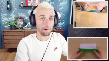 Le t-shirt Nike de Squeezie dans sa vidéo YouTube J’essaie l’origami et c’est l’enfer