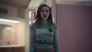Le pull en laine imprimé paysage vintage porté par Lexi Howard (Maude Apatow) dans Euphoria (S01E02)