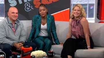 Cinq a Sept Jessi Double Belt Pants usado por Sara Haines en Good Morning America JULIO 26, 2019