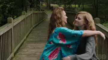 The Kimono Blue printed Flower Adora Crellin (Patricia Clarkson) in Sharp Objects (Season 01 Episode 03)