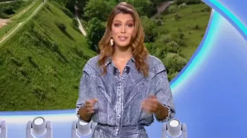 The playsuit blue-cotton-Iris Mittenaere in the loto Draw the 29.07.2019