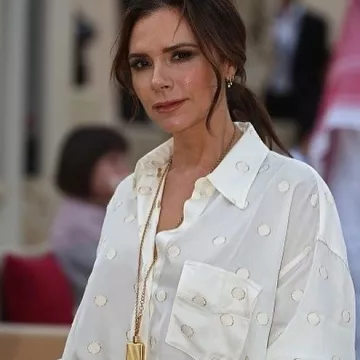 Victoria Beckham Oversized Colour Block Shirt worn by Victoria Beckham on her Instagram account @victoriabeckham