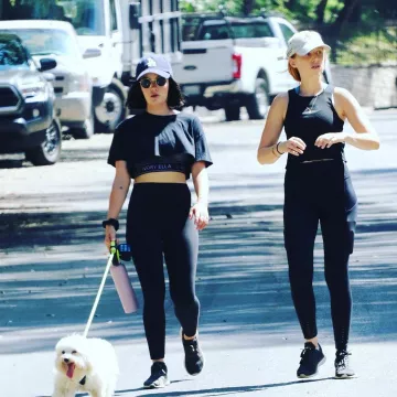 Ray Ban RB3447 Phantos Round Sunglasses worn by Lucy Hale Los Angeles July 29, 2019