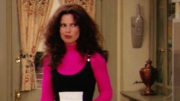 Neon pink turtle neck top worn by Fran Fine (Fran Drescher) on The Nanny
