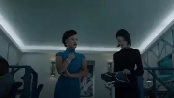 Versace Collection Grey Cap Sleeve Turtleneck Dress worn by Reeva Payge (Grace Byers) in The Gifted (S02E07)