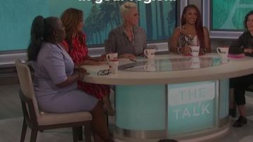 Rag and Bone Karen Leopard-Print Silk Midi Shirt Dress worn by Brigitte Nielsen on The Talk JULY 30, 2019