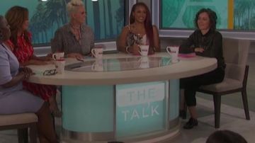 J Brand Bella Freud Pretty Baby Wool Lurex Sweater in Black worn by Sara Gilbert on The Talk JULY 30, 2019