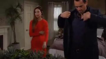 Fame and Partners Open Back Dress in Orange worn by Victoria Newman (Amelia Heinle) as seen in The Young and the Restless July 31, 2019