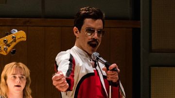 White and Red Leather Jacket worn by Freddie Mercury (Rami Malek) in Bohemian Rhapsody