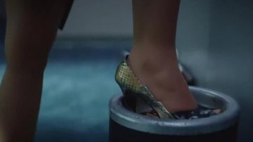 Gold Snakeskin Heels worn by Dawn Towner (Regina Hall) in Black Monday (S01E07)