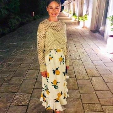 Chinti & Parker Citron Wrap Jupe portée par Olivia Palermo Instagram Pic 2 août 2019