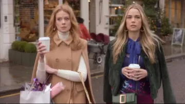 Ted Baker Numbers Aether Faux Fur Bomber Jacket worn by Ainsley (Rebecca Rittenhouse) in Four Weddings and a Funeral