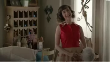 Alice + Olivia Red Cherry Embellished Tulle Dress in Nude/Red worn by Carol Pilbasian (Kristen Schaal) in The Last Man on Earth (Season 01 Episode 13)