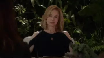 Roland Mouret Navy Blue Keyhole Slit-Sleeve Midi Crepe Sheath Dress worn by Anne Montgomery (Renée Zellweger) in WHAT / IF (Season 01 Episode 05)