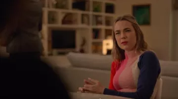 Paper London Dolly Colorblock  Sweater worn by Ainsley (Rebecca Rittenhouse) in Four Weddings and a Funeral (Season 01 Episode 03)