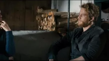 Black denim Shirt worn by Aaron (Alexander Fehling) in Three Peaks