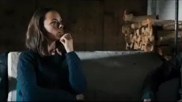 Navy Blue Fluffy Sweater worn by Lea (Bérénice Bejo) in Three Peaks