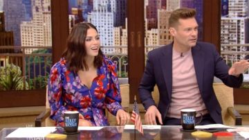 Magda Butrym Blue Floral Asymmetric Dress usado por Jenna Dewan en VIVO con Kelly y Ryan AGOSTO 6, 2019