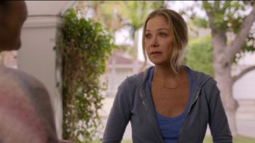 Anthony Thomas Melillo French Terry Zip-Up Blue Hoodie worn by Jen Harding (Christina Applegate) in Dead to Me (Season 01 Episode 10)