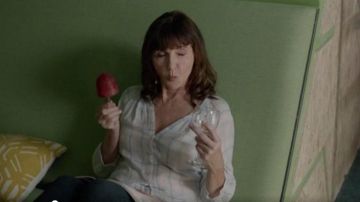 Joie White and Blue Plaid Grid Printed Long Sleeved Blouse worn by Gail Klosterman (Mary Steenburgen) in The Last Man on Earth (Season 03 Episode 06)