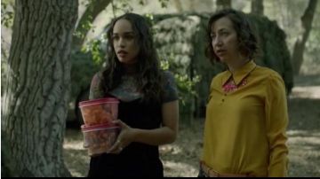 Alice + Olivia Yellow Silk Blouse worn by Carol Pilbasian (Kristen Schaal) in The Last Man on Earth (Season 03 Episode 13)