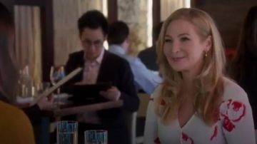 Ganni White Harley Crepe Dress worn by Pauline (Jennifer Westfeldt) in Younger (Season 06 Episode 08)