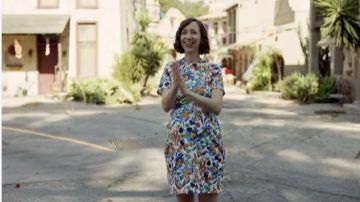 Multi Floral Printed Midi Maternity Dress worn by Carol Pilbasian (Kristen Schaal) in The Last Man on Earth (S04E04)