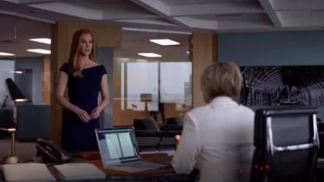 Roland Mouret Darley Off The Shoulder Crepe Dress worn by Donna Paulsen (Sarah Rafferty) in Suits (S09E04)