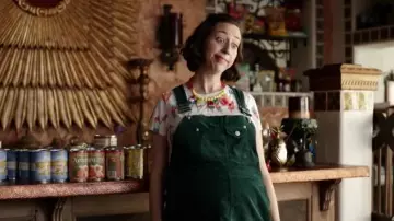 Asos Design Green Corduroy Dungaree Overall Dress worn by Carol Pilbasian (Kristen Schaal) in The Last Man on Earth (Season 04 Episode 14)