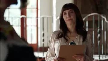 Ramy Brook Danielle Blouse in Cream Colored worn by Gail Klosterman (Mary Steenburgen) in The Last Man on Earth (Season 04 Episode 14)