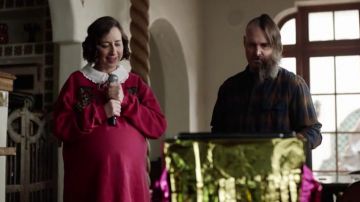 Reclaimed Vintage Pink Long Sweater with Embellished Zebras worn by Carol Pilbasian (Kristen Schaal) in The Last Man on Earth (Season 04 Episode 16)