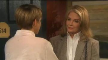 A.l.c. Sedg­wick Dou­ble-Breast­ed Hound­stooth Blaz­er worn by Marlena Evans (Deidre Hall) as seen on Days of Our Lives August 13, 2019