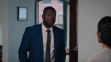 Navy Blue Wedding Blazer worn by Matt Walker (Sinqua Walls) in Otherhood