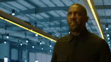 Black button down shirt with pockets worn by Brixton (Idris Elba) in Fast & Furious Presents: Hobbs & Shaw