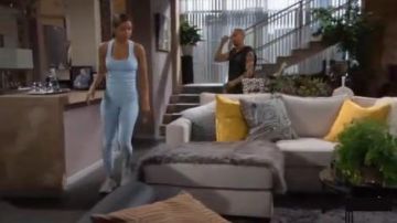 Alo Air­lift High Waist Capris Pow­der Blue worn by Elena Dawson (Brytni Sarpy) as seen on The Young and the Restless