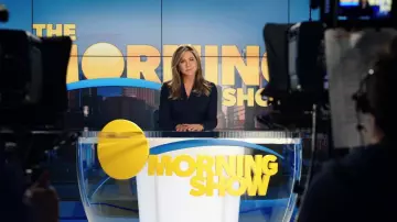 L'Agence Paola Blouse in Gold Metallic worn by Mia Jordan (Karen Pittman)  as seen in The Morning Show TV series (Season 2 Episode 2)