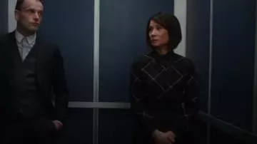 Maje Asymmetric checked twill midi dress worn by Dr. Joan Watson (Lucy Liu) in Elementary (S07E13)