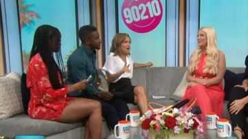 Ba&sh Red Floral Printed Romper worn by Rachel Lindsay on Access Hollywood AUGUST 13, 2019