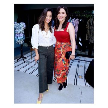 Ray Ban 54mm Aviator Sunglasses worn by Jamie Chung Rothy's Conscious Cocktails August 21, 2019