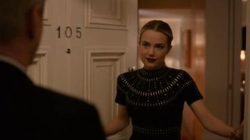 Sandro Bugle Black Embellished Dress worn by Ainsley Howard (Rebecca Rittenhouse) in Four Weddings and a Funeral Season 1 Episode 7